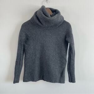 Vince | Charcoal Gray Ribbed Knit Cowl Neck Sweater Wool Alpaca Camel Blend